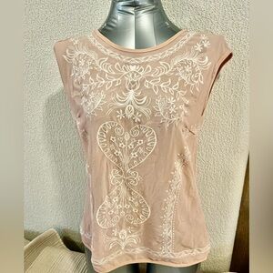 Sleeveless Embroidered Blouse in Dusty Rose